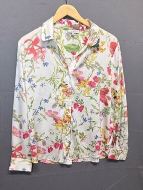Maison d’Amélie Paris Floral Satin Button Down Blouse Size XL Women's